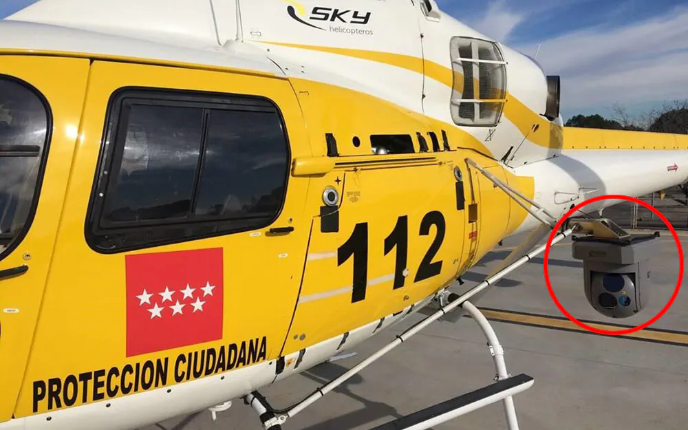 Aerial thermography with infrared camera - Gimbal mount at helicopter