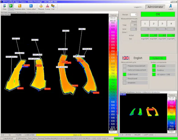 Software screenshot PRESS-CHECK from InfraTec