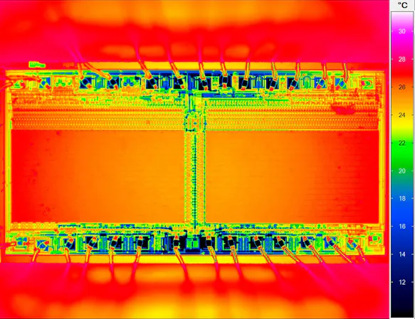 InfraTec Lock-in Thermography; Classical thermal imaging – defect not detectable