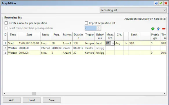 InfraTec Thermography Software IRBIS 3 – Acquisition