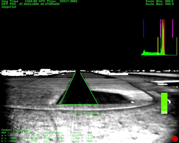 IR image of the runway, which enables better detectability, especially in poor visibility conditions.