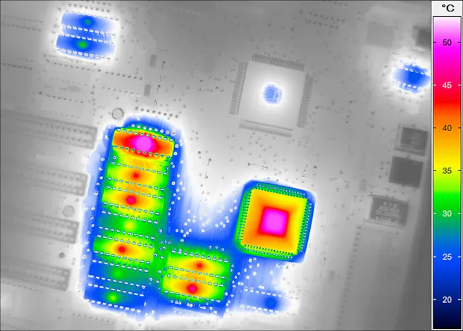 Thermal image of a motherboard