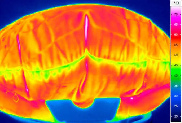Frontal view of an triggered airbag