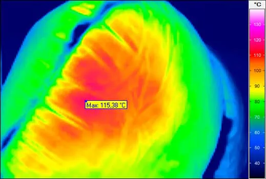Side view of an triggered airbag
