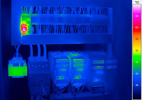 Thermographic recording of a control cabinet