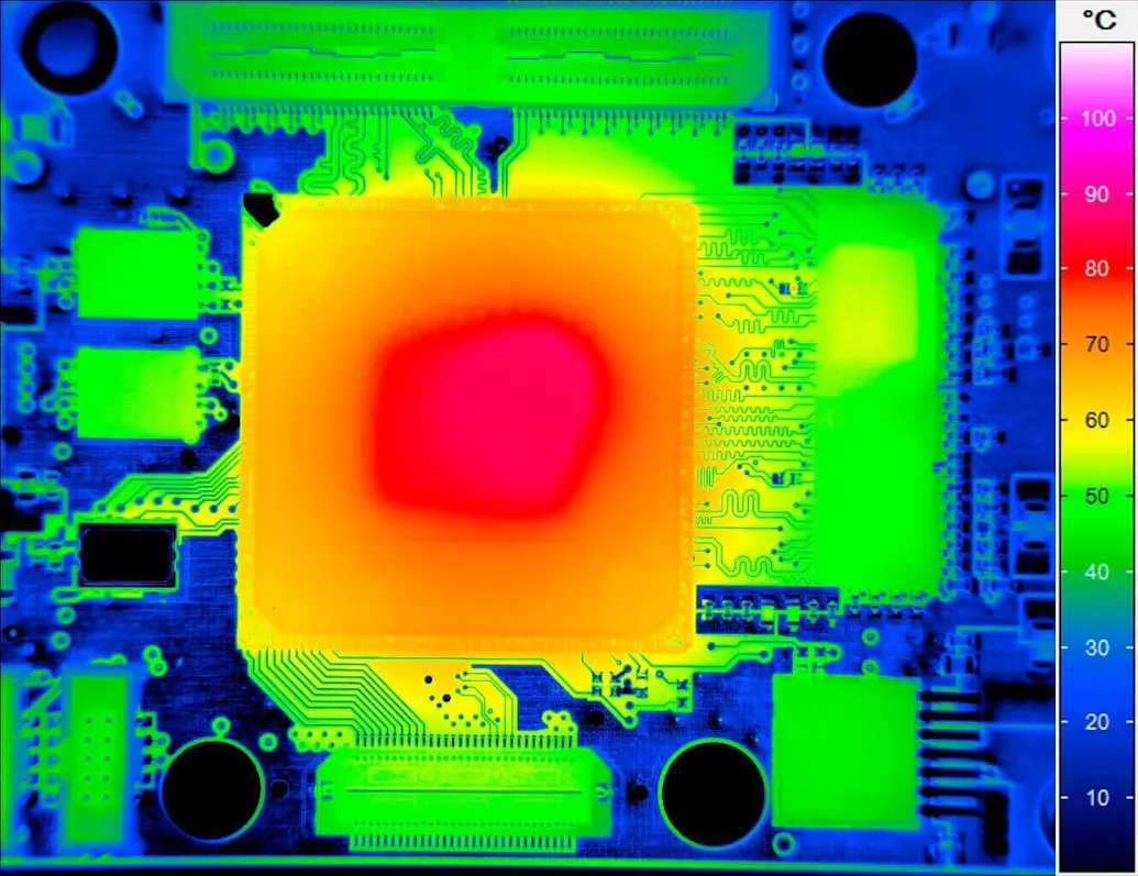 Infrared image of an electronic board