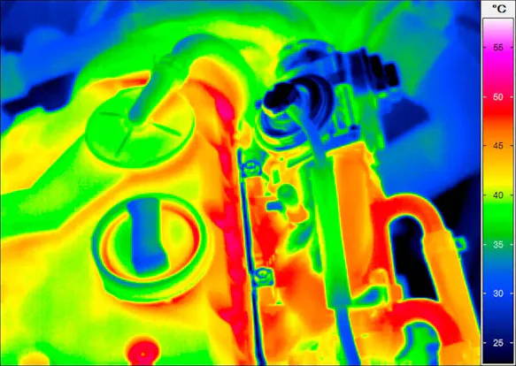 Thermal imaging of a diesel engine