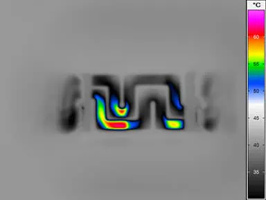 Micro thermographic image of low resistance precision resistors